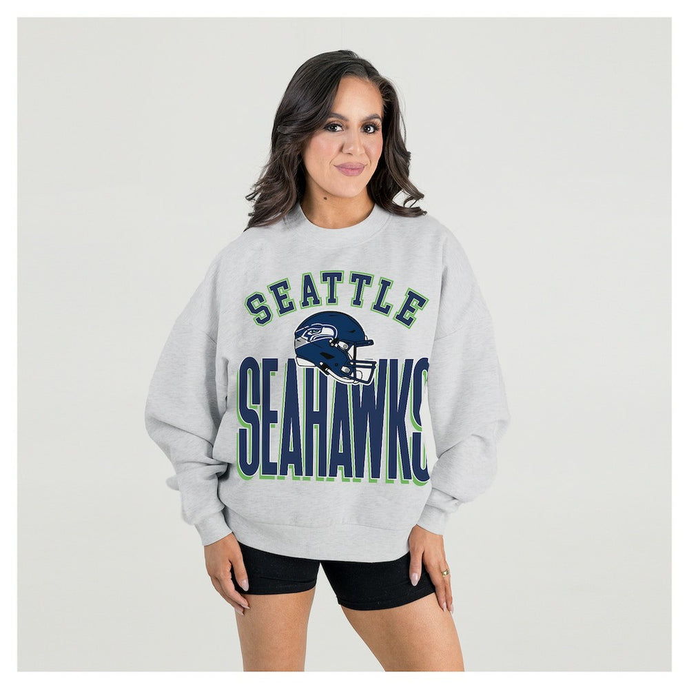 Seattle Seahawks Gameday Couture Women's Fierce Focus Premium Oversized Fleece Pullover Sweatshirt - Ash online