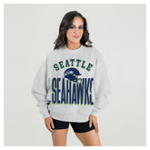 Seattle Seahawks Gameday Couture Women's Fierce Focus Premium Oversized Fleece Pullover Sweatshirt - Ash online