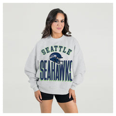 Seattle Seahawks Gameday Couture Women's Fierce Focus Premium Oversized Fleece Pullover Sweatshirt - Ash online