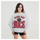 Tampa Bay Buccaneers Gameday Couture Women's Fierce Focus Premium Oversized Fleece Pullover Sweatshirt - Ash online