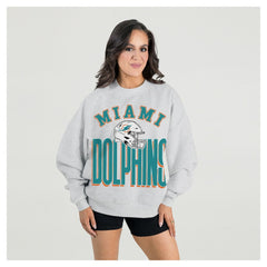 Miami Dolphins Gameday Couture Women's Fierce Focus Premium Oversized Fleece Pullover Sweatshirt - Ash discount