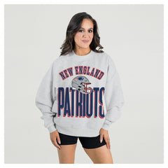 New England Patriots Gameday Couture Women's Fierce Focus Premium Oversized Fleece Pullover Sweatshirt - Ash discount