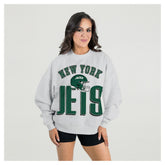 New York Jets Gameday Couture Women's Fierce Focus Premium Oversized Fleece Pullover Sweatshirt - Ash discount