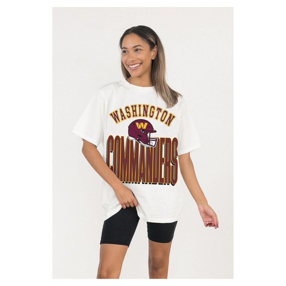 Washington Commanders Gameday Couture Women's Oversized Classic Fierce Focus T-Shirt - White sale