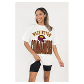 Washington Commanders Gameday Couture Women's Oversized Classic Fierce Focus T-Shirt - White sale