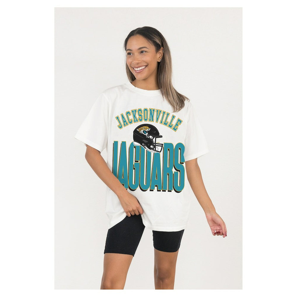 Jacksonville Jaguars Gameday Couture Women's Oversized Classic Fierce Focus T-Shirt - White online