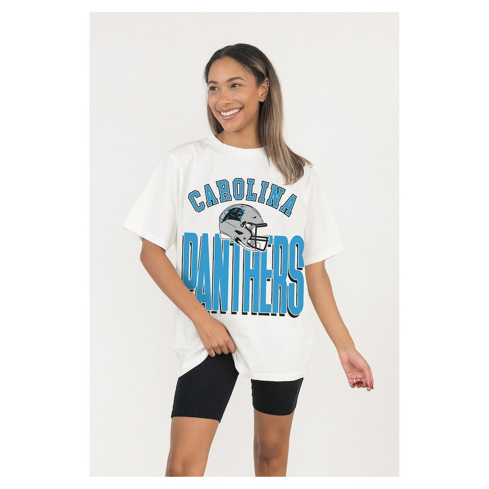 Carolina Panthers Gameday Couture Women's Oversized Classic Fierce Focus T-Shirt - White sale