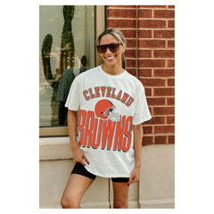 Cleveland Browns Gameday Couture Women's Oversized Classic Fierce Focus T-Shirt - White outlet