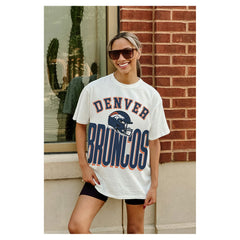 Denver Broncos Gameday Couture Women's Oversized Classic Fierce Focus T-Shirt - White discount