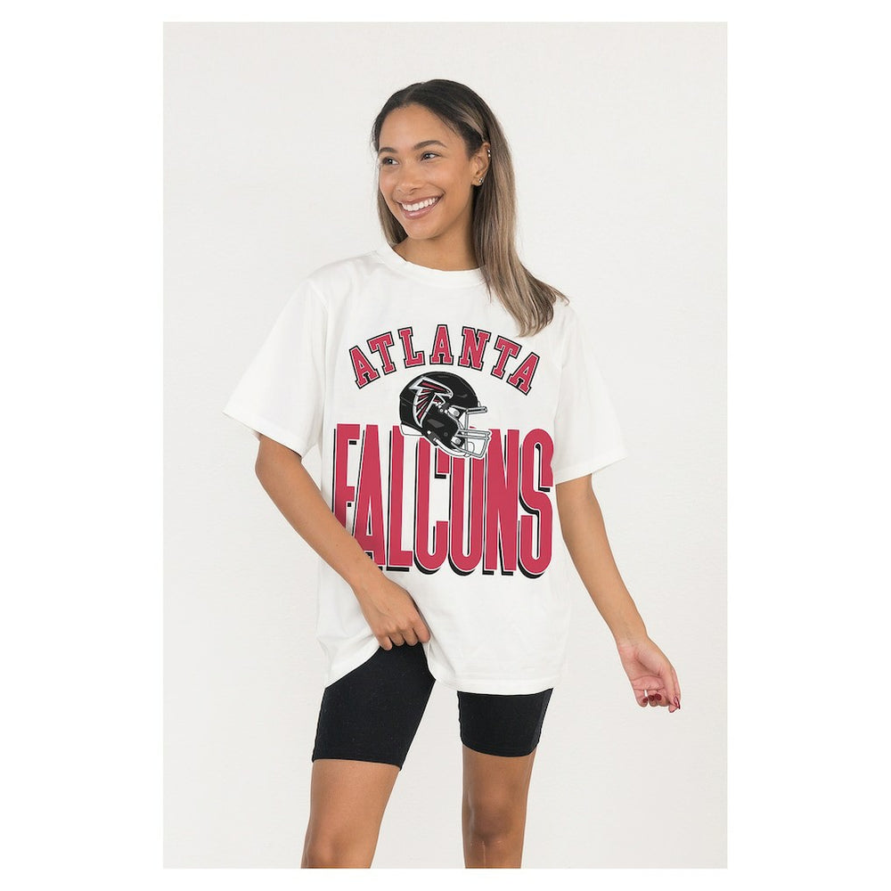 Atlanta Falcons Gameday Couture Women's Oversized Classic Fierce Focus T-Shirt - White for sale