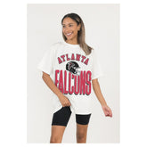 Atlanta Falcons Gameday Couture Women's Oversized Classic Fierce Focus T-Shirt - White for sale