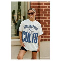 Indianapolis Colts Gameday Couture Women's Oversized Classic Fierce Focus T-Shirt - White for sale