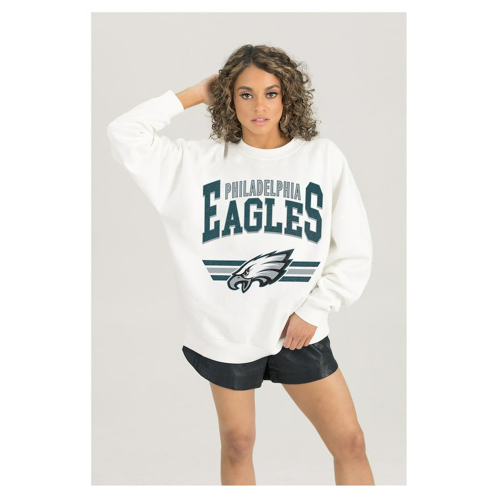 Philadelphia Eagles Gameday Couture Women's Swift Strike Premium Oversized Fleece Pullover Sweatshirt - White online