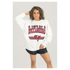 Tampa Bay Buccaneers Gameday Couture Women's Swift Strike Premium Oversized Fleece Pullover Sweatshirt - White outlet