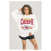Kansas City Chiefs Gameday Couture Women's Swift Strike Premium Oversized Fleece Pullover Sweatshirt - White sale