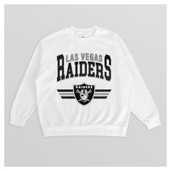 Las Vegas Raiders Gameday Couture Women's Swift Strike Premium Oversized Fleece Pullover Sweatshirt - White on sale
