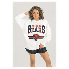 Chicago Bears Gameday Couture Women's Swift Strike Premium Oversized Fleece Pullover Sweatshirt - White on sale
