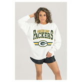 Green Bay Packers Gameday Couture Women's Swift Strike Premium Oversized Fleece Pullover Sweatshirt - White outlet