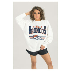 Denver Broncos Gameday Couture Women's Swift Strike Premium Oversized Fleece Pullover Sweatshirt - White discount