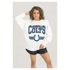 Indianapolis Colts Gameday Couture Women's Swift Strike Premium Oversized Fleece Pullover Sweatshirt - White cheap