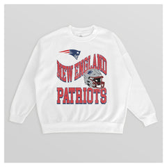 New England Patriots Gameday Couture Women's Oversized Hard Earned Premium Fleece Pullover Sweatshirt - White for sale