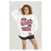 San Francisco 49ers Gameday Couture Women's Oversized Hard Earned Premium Fleece Pullover Sweatshirt - White on sale