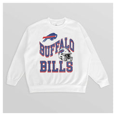 Buffalo Bills Gameday Couture Women's Oversized Hard Earned Premium Fleece Pullover Sweatshirt - White sale