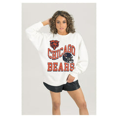 Chicago Bears Gameday Couture Women's Oversized Hard Earned Premium Fleece Pullover Sweatshirt - White discount