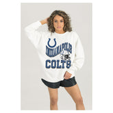 Indianapolis Colts Gameday Couture Women's Oversized Hard Earned Premium Fleece Pullover Sweatshirt - White online