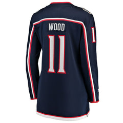 Miles Wood Columbus Blue Jackets Fanatics Women's Home Breakaway Jersey - Navy Jerseys