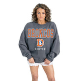 Denver Broncos Gameday Couture Women's Bring Your Energy Oversized Premium Fleece Pullover Sweatshirt - Charcoal sale