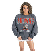 Cleveland Browns Gameday Couture Women's Bring Your Energy Oversized Premium Fleece Pullover Sweatshirt - Charcoal sale
