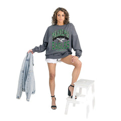Philadelphia Eagles Gameday Couture Women's Long Weekends Oversized Premium Fleece Pullover Sweatshirt - Charcoal on sale