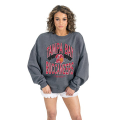 Tampa Bay Buccaneers Gameday Couture Women's Long Weekends Oversized Premium Fleece Pullover Sweatshirt - Charcoal online