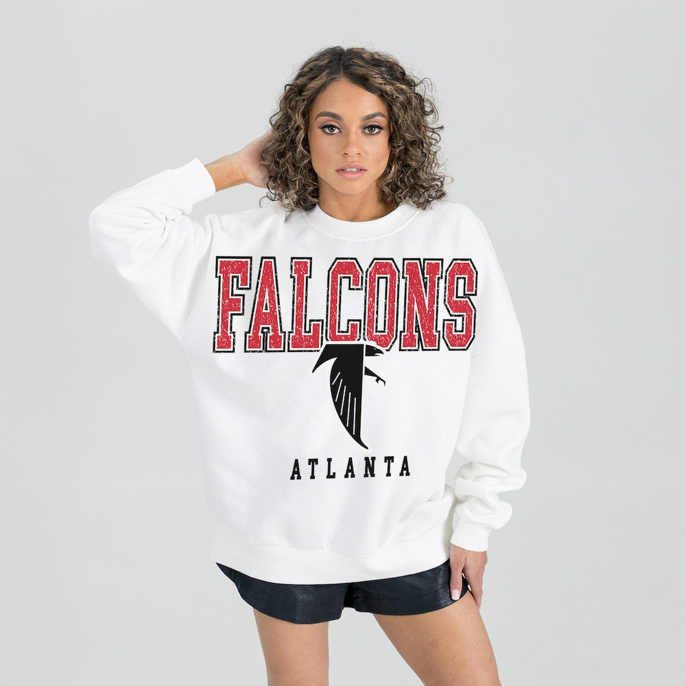 Atlanta Falcons Gameday Couture Women's Classic Sunday Drives Oversized Premium Fleece Pullover Sweatshirt - White sale