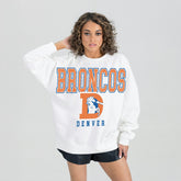 Denver Broncos Gameday Couture Women's Classic Sunday Drives Oversized Premium Fleece Pullover Sweatshirt - White cheap
