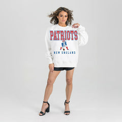 New England Patriots Gameday Couture Women's Classic Sunday Drives Oversized Premium Fleece Pullover Sweatshirt - White outlet