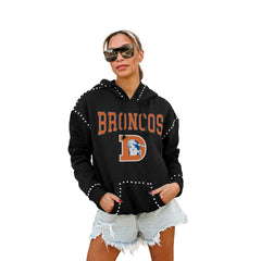 Denver Broncos Gameday Couture Women's Studded Pullover Hoodie - Black discount