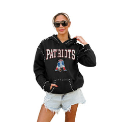 New England Patriots Gameday Couture Women's Studded Pullover Hoodie - Black for sale