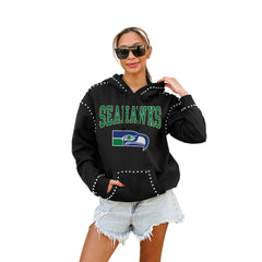 Seattle Seahawks Gameday Couture Women's Studded Pullover Hoodie - Black outlet