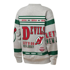 New Jersey Devils Mitchell & Ness Youth Allover Print Fleece Crewneck Sweatshirt - Heather Gray Sweatshirts
