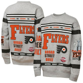 Philadelphia Flyers Mitchell & Ness Youth Allover Print Fleece Crewneck Sweatshirt - Heather Gray Sweatshirts