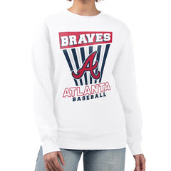 Atlanta Braves Starter Women's Poster Print Team Fleece Pullover Sweatshirt White