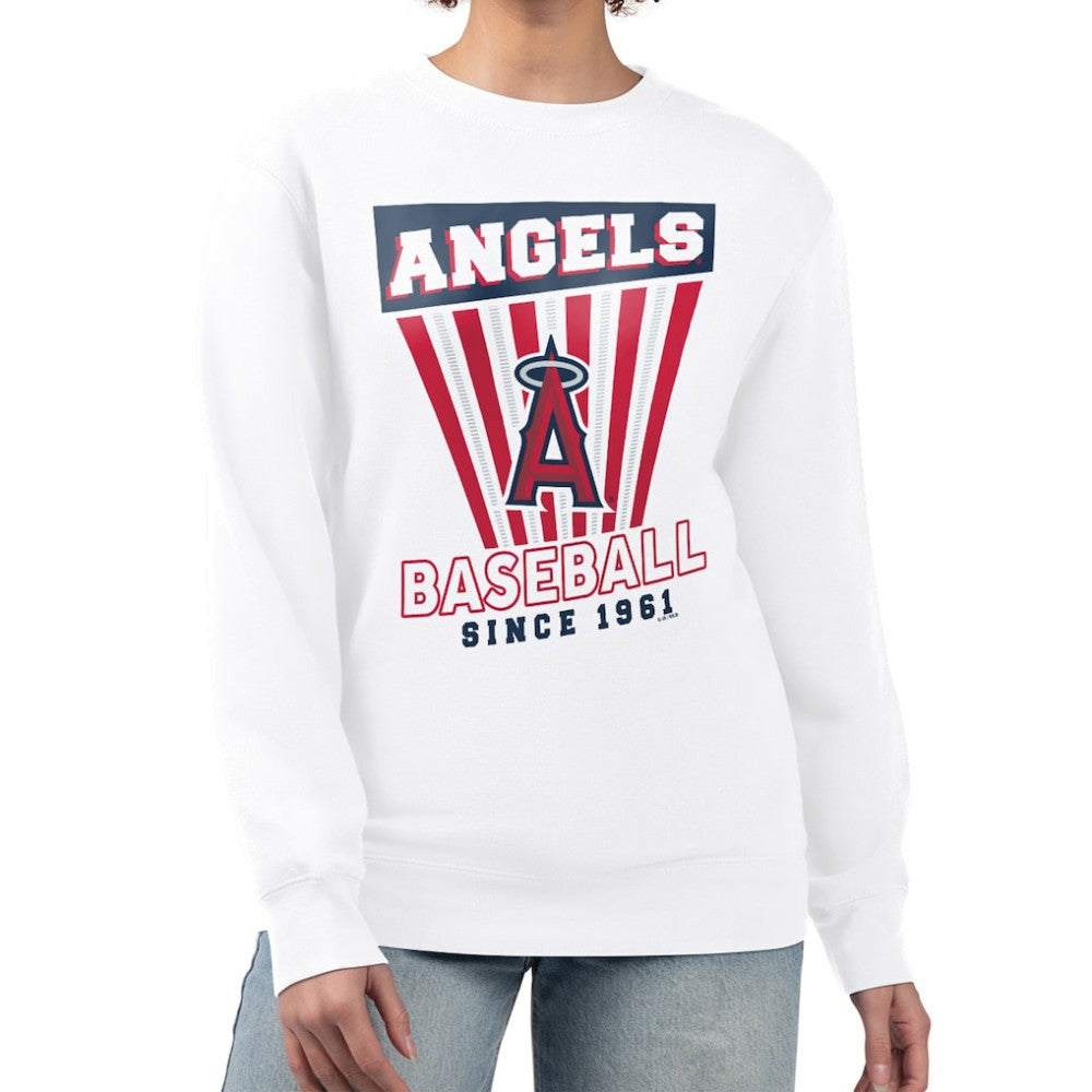 Los Angeles Angels Starter Women's Poster Print Team Fleece Pullover Sweatshirt White