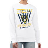 Milwaukee Brewers Starter Women's Poster Print Team Fleece Pullover Sweatshirt White