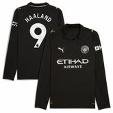Erling Haaland Manchester City 2025/26 Away Replica Long Sleeve Player Jersey Discount - Black