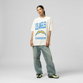 Los Angeles Chargers Women's Logo Rise Boyfriend T-Shirt - Cream sale