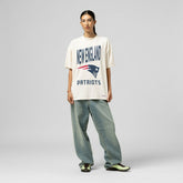 New England Patriots Women's Logo Rise Boyfriend T-Shirt - Cream online