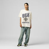 New Orleans Saints Women's Logo Rise Boyfriend T-Shirt - Cream outlet