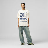 Seattle Seahawks Women's Logo Rise Boyfriend T-Shirt - Cream outlet